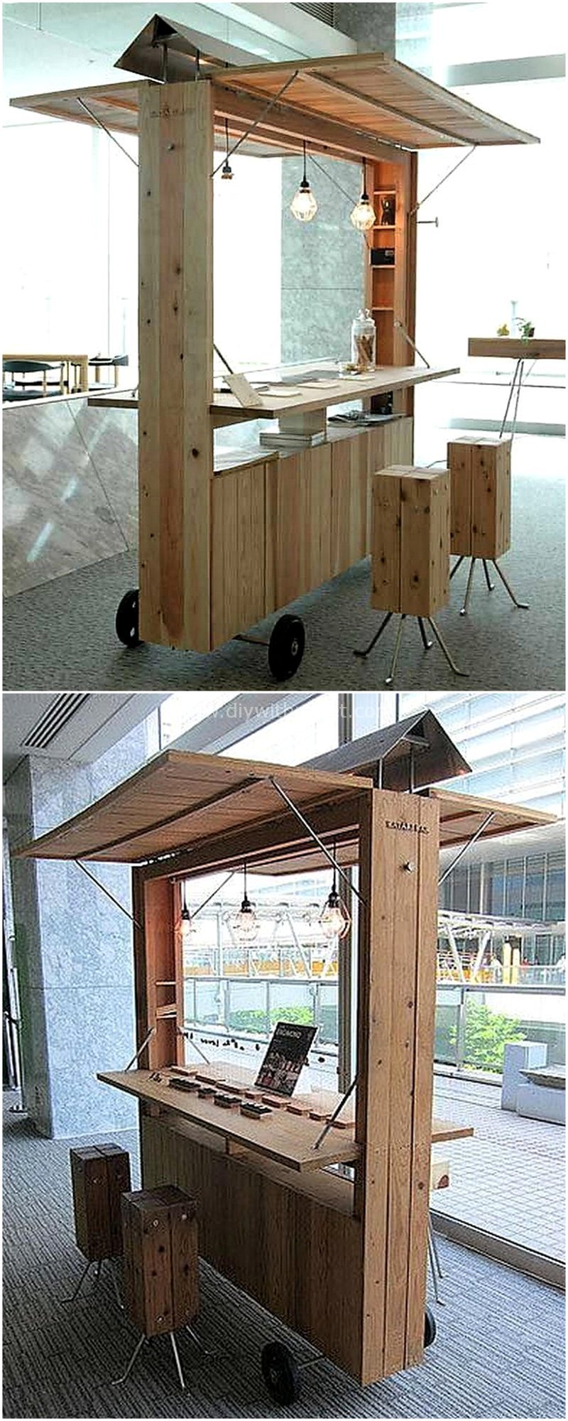 reclaimed pallet bar on wheels
