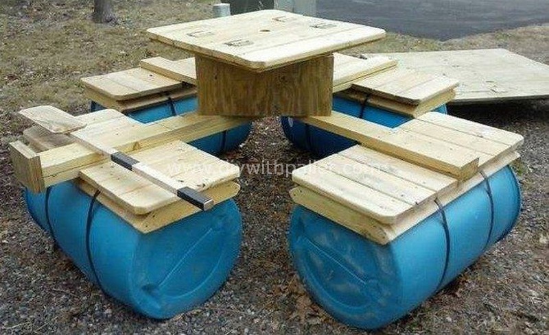 reclaimed pallet and drum furniture idea
