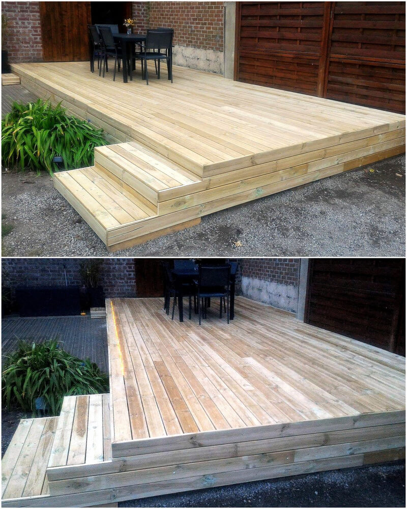 diy wood pallet patio deck final