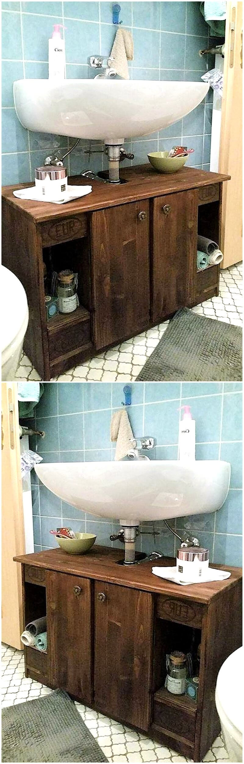 pallets sink cabinet idea
