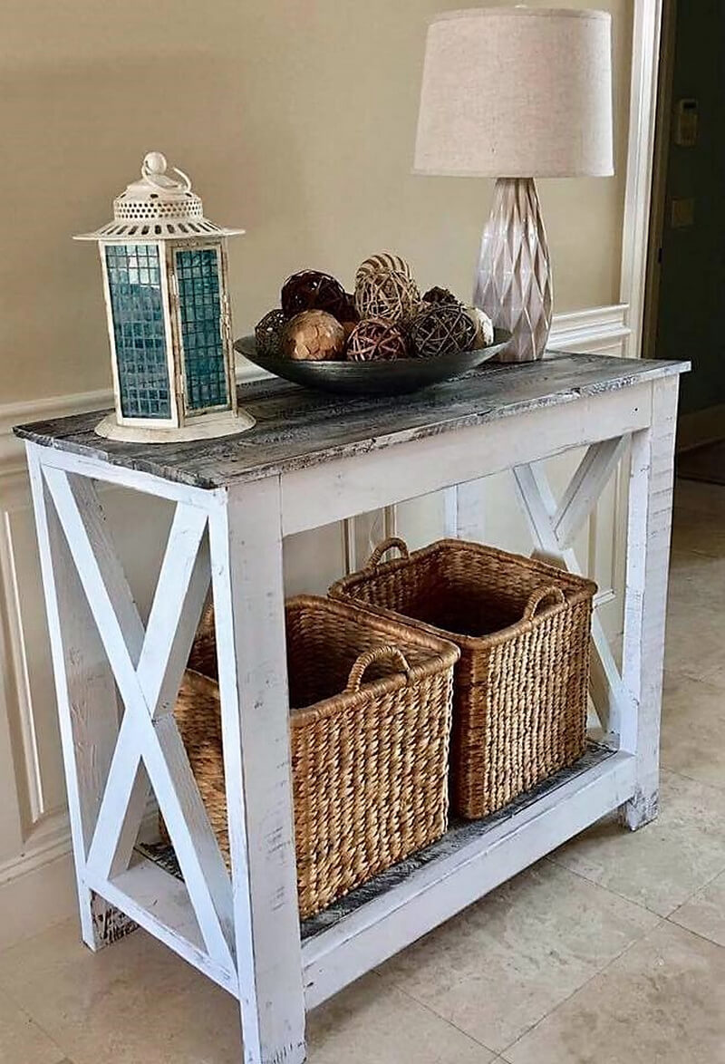 rustic look entryway table