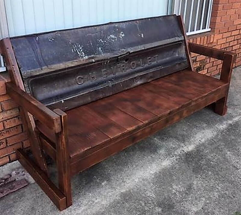 rustic pallet patio bench