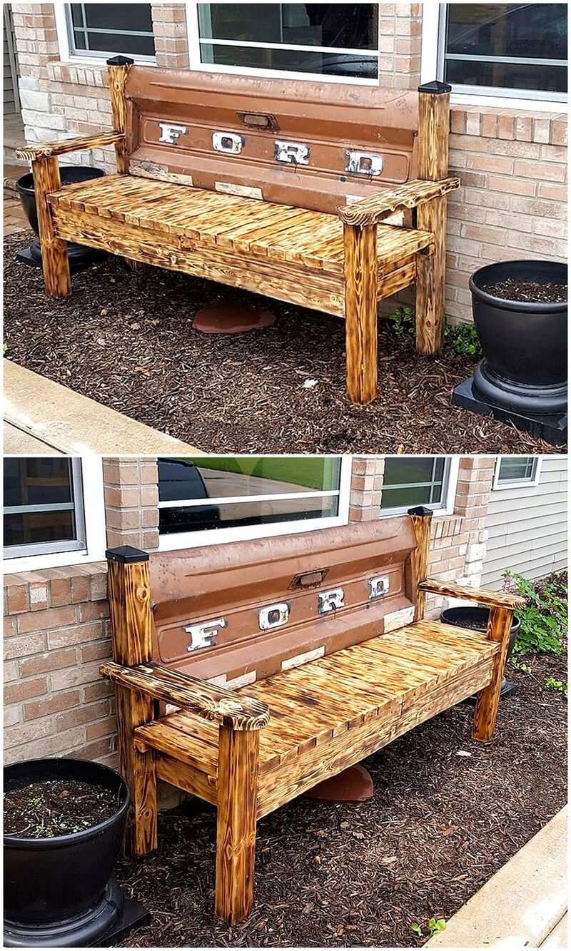 vintage pallets garden bench