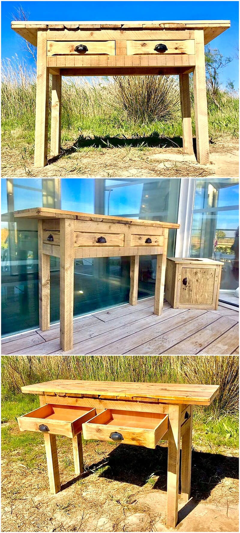 recycled pallets wood entryway table plan