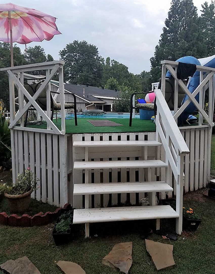 wood pallet pool deck