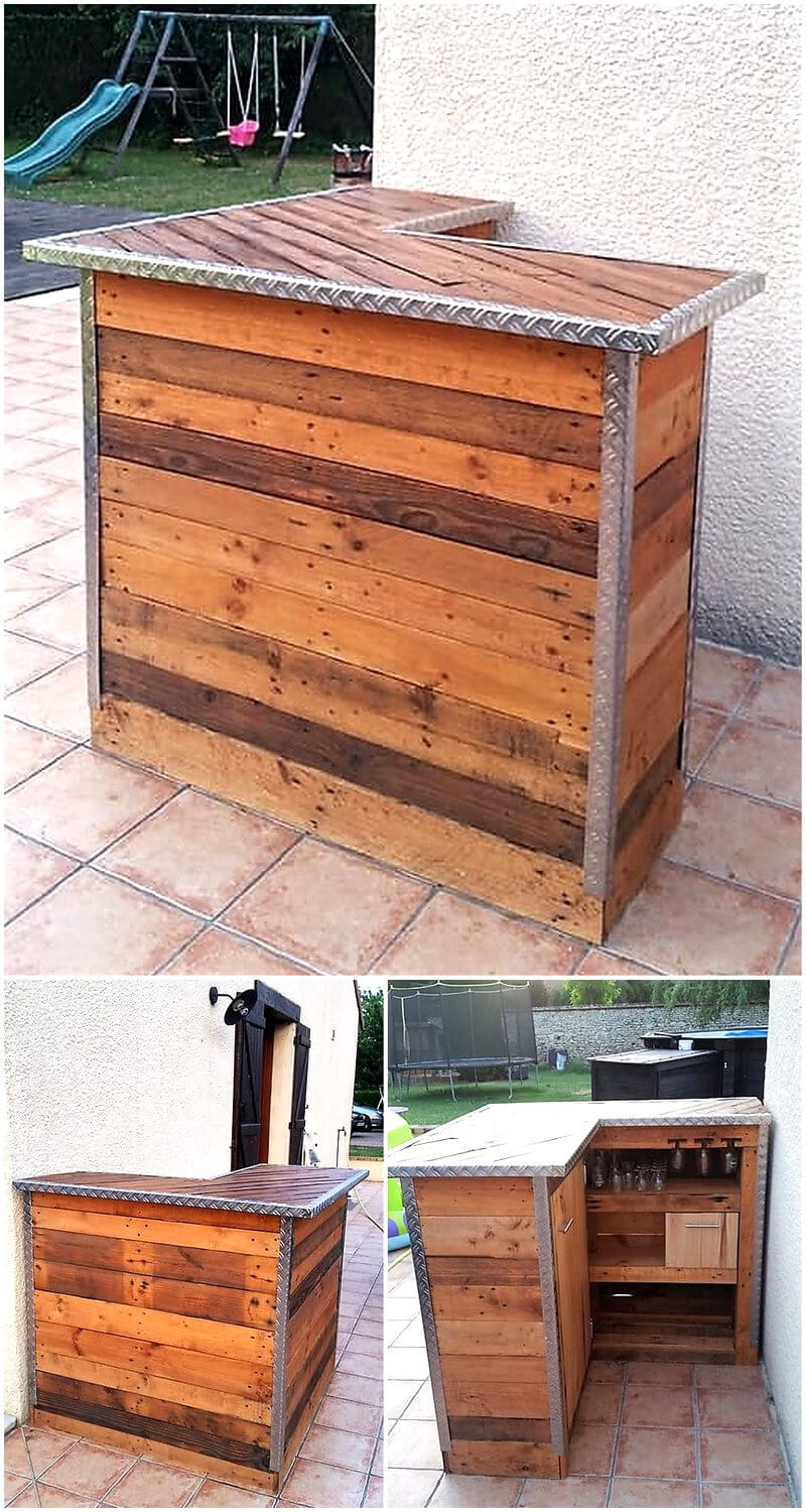 repurposed wooden pallet bar