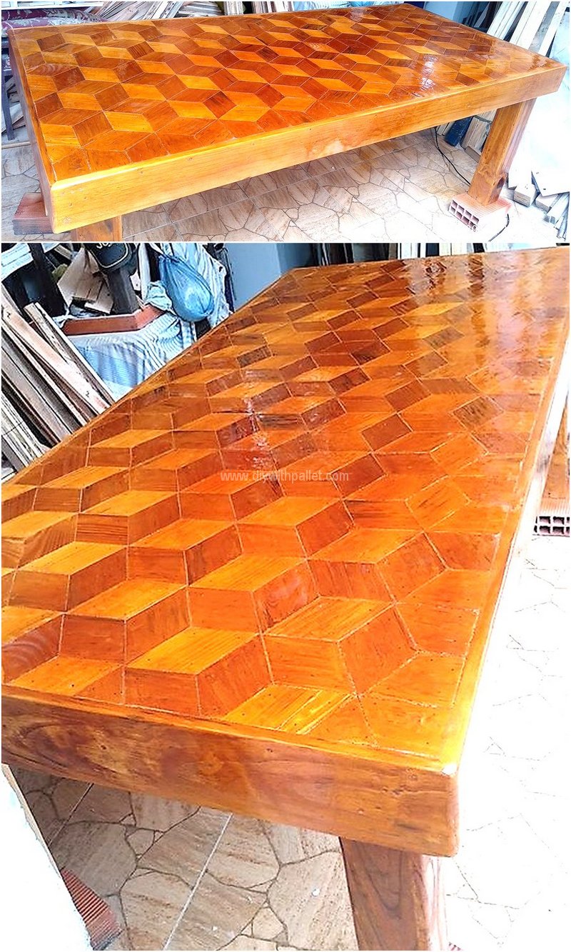 pallet table with 3d pattern