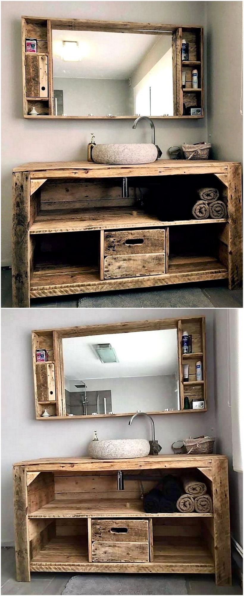 wood pallet sink and mirror