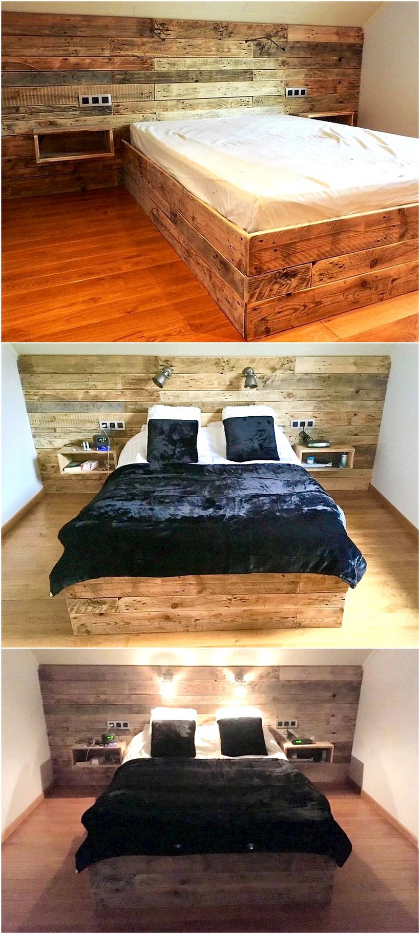 pallets wooden bed with headboard