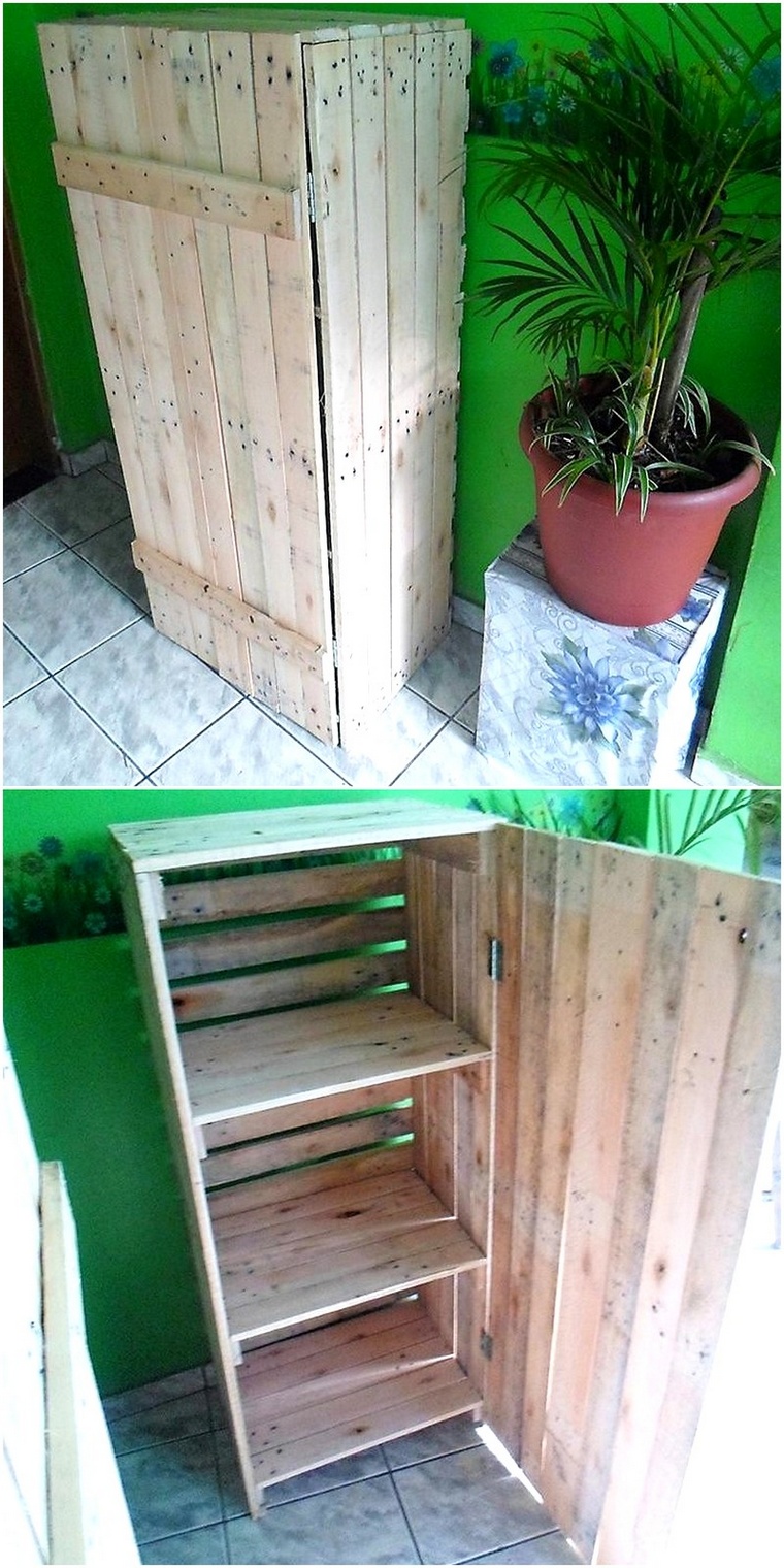 storage cabinet of pallets