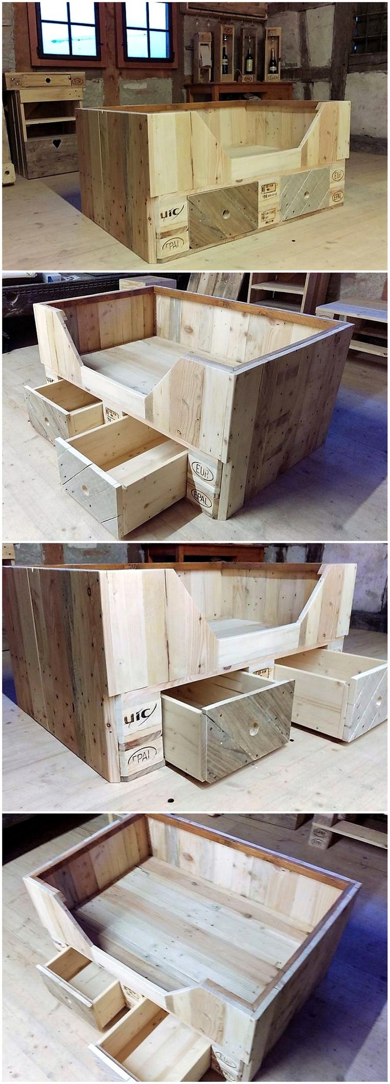 pallets toddler bed with drawers