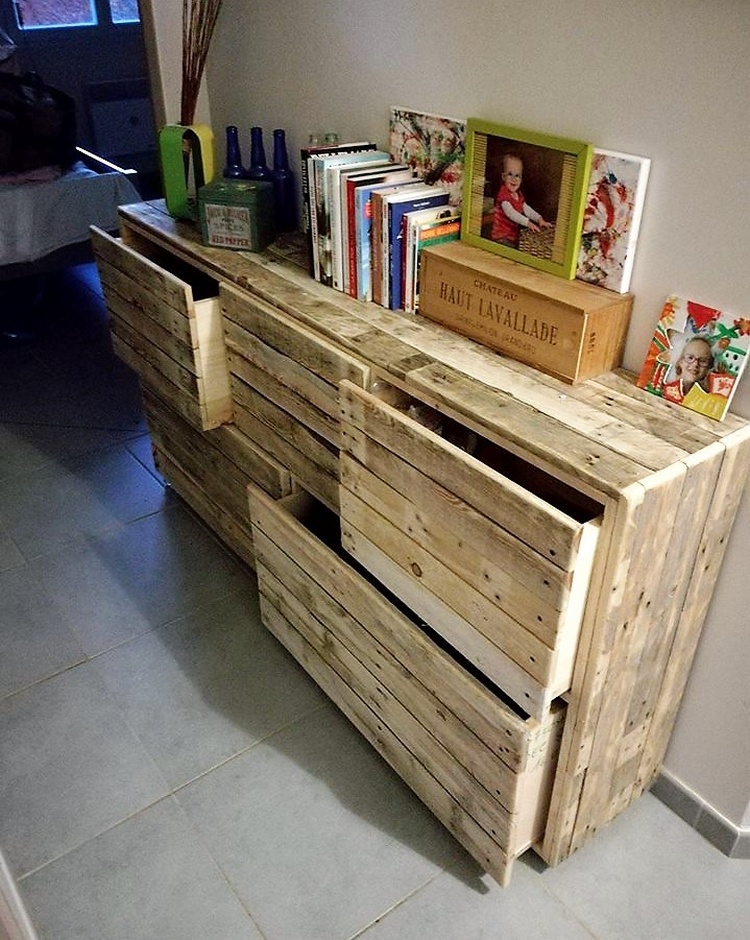 recycled pallets entryway table with drawers