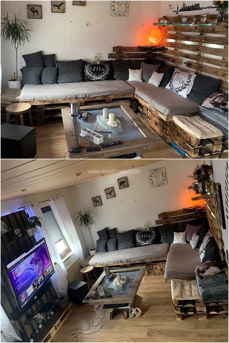 pallet powered living room