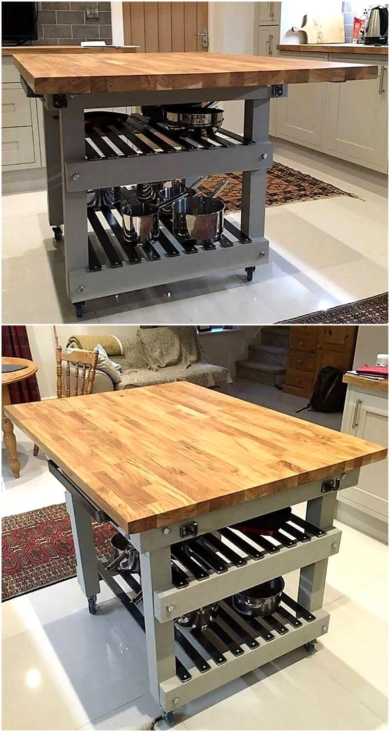 reused pallets wooden kitchen island