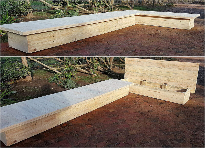 L-shape giant bench with storage