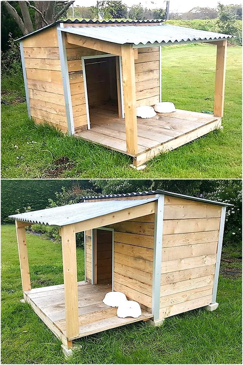 recycled wooden pallet dog house
