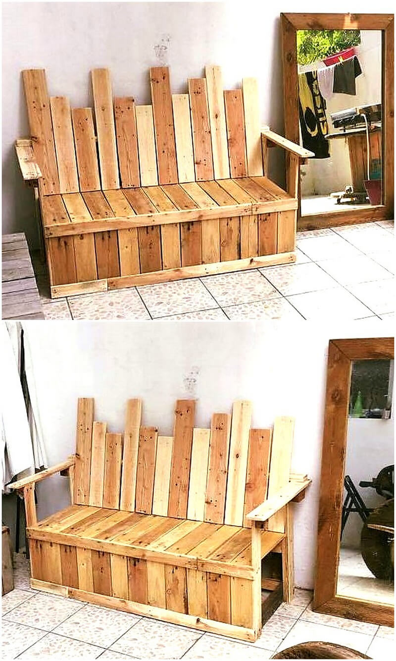 repurposed wood pallet bench