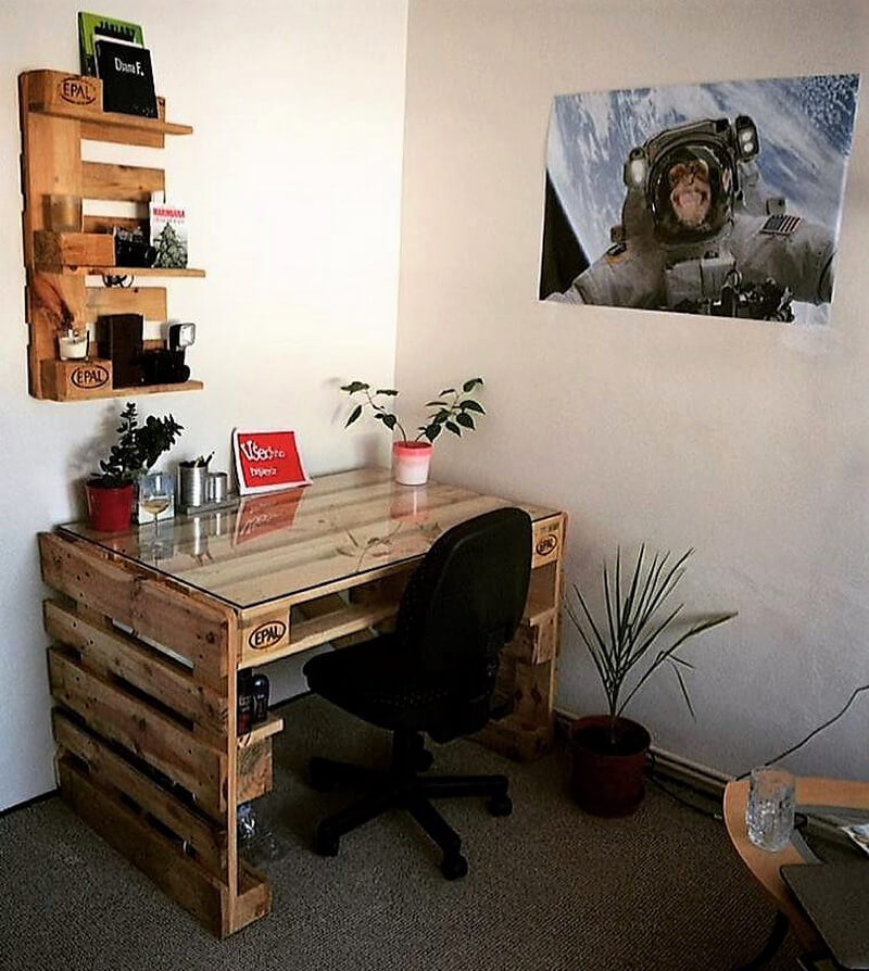pallet wooden table and shelf plan
