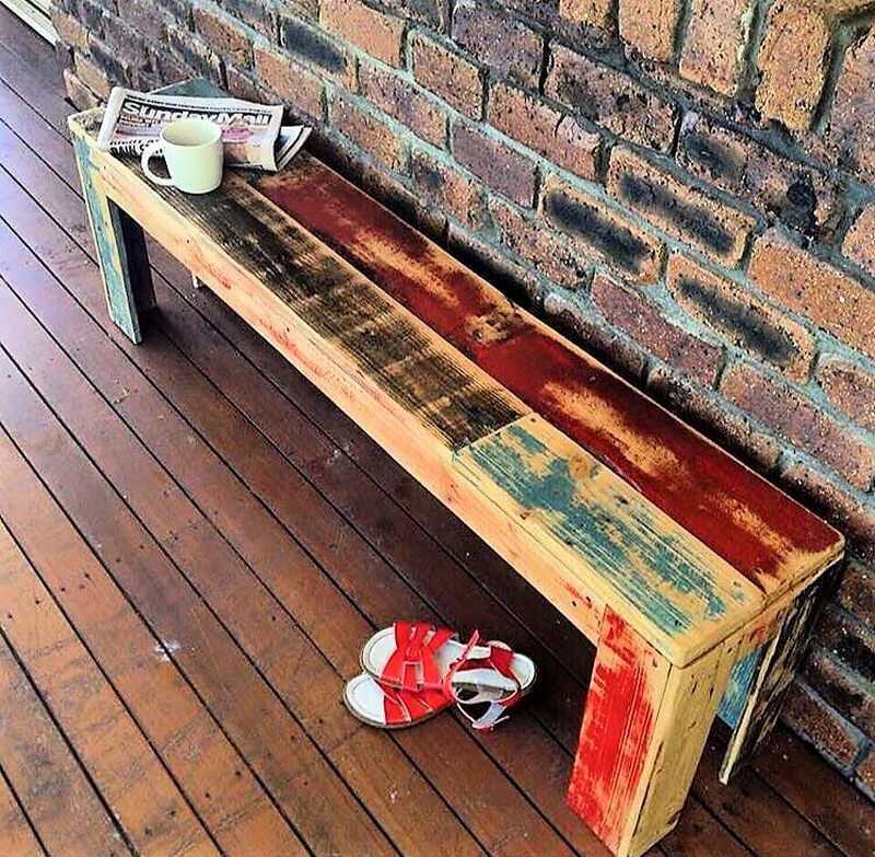 rustic wood pallet bench