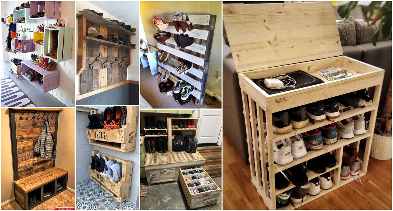 Wood Pallet Shoe Rack DIY Ideas