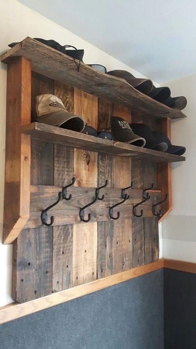 pallet shoe rack with coat hanger 0