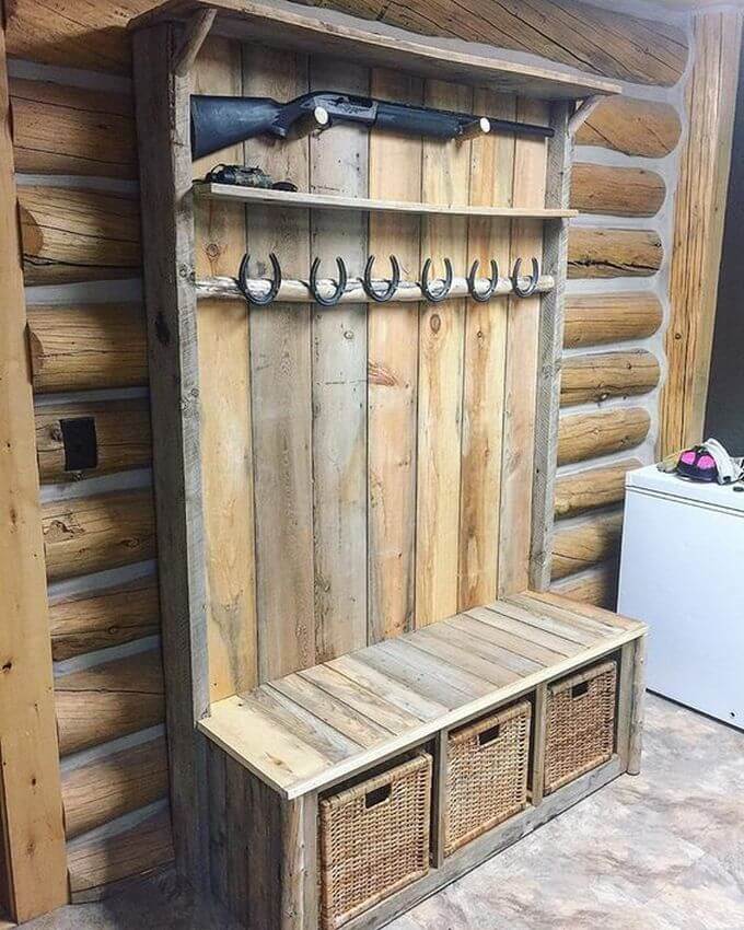 pallet shoe rack with coat hanger 3