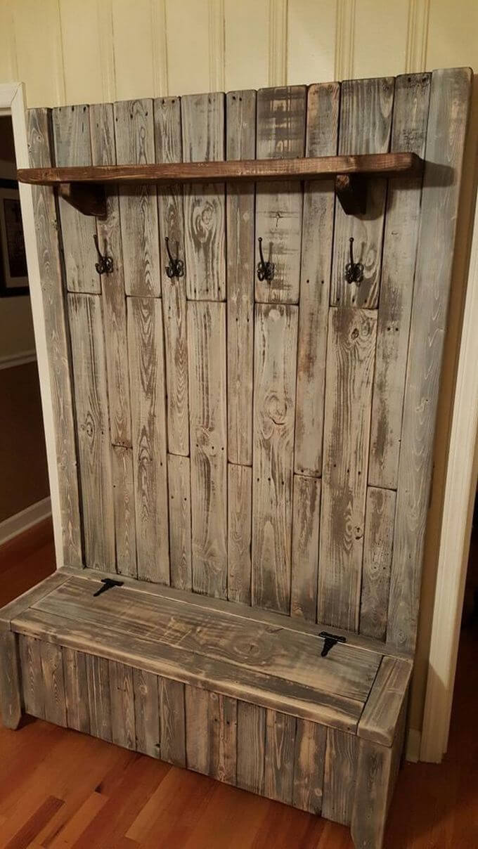 pallet shoe rack with coat hanger