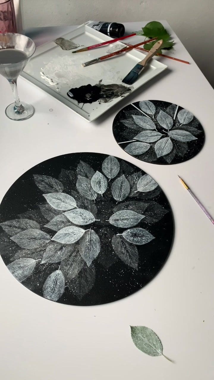 Monochrome Leaf Burst Wall Art